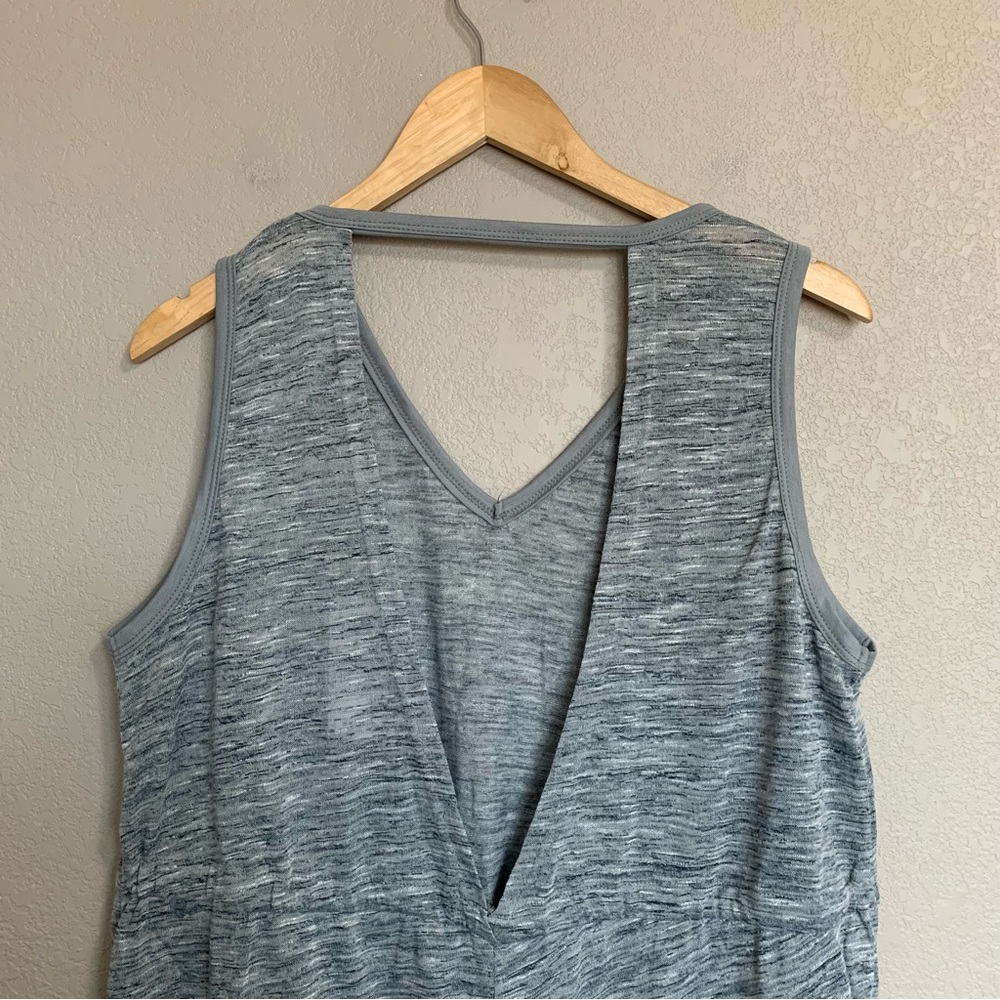 Cupshe Heather Grey Blue Drawstring Waist Jersey Romper Size Large NWT Beach - Picture 8 of 17